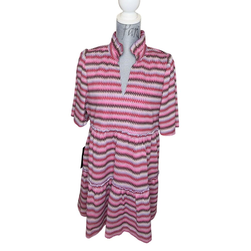 Tuckernuck Zigzag Knit Stripe Dress Pink/Multi - Size Medium